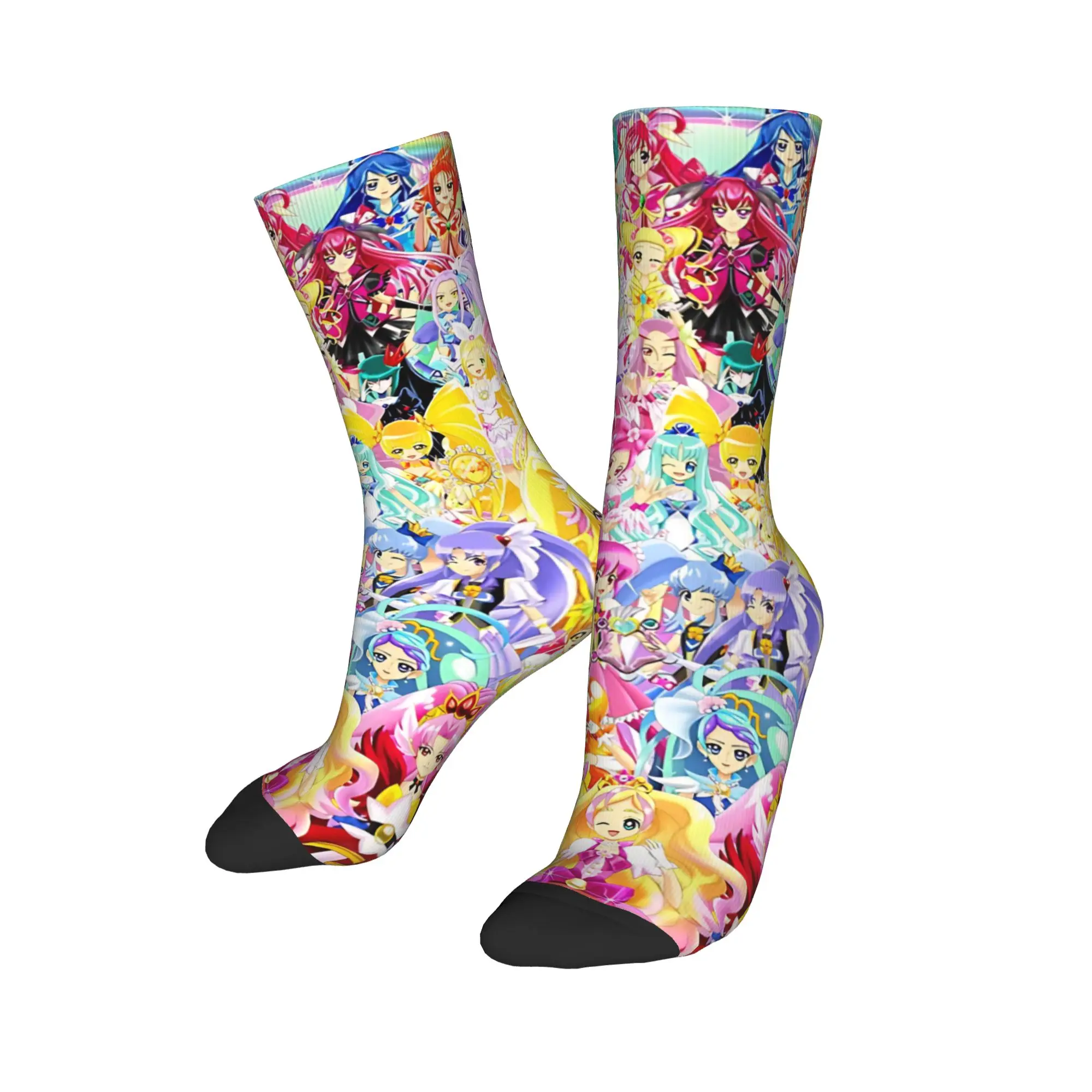 Funny Sock Bandai Pretty Cure  Smile Precure! Rock Quality Pattern Printed Men Crew Socks Novelty Men's Socks