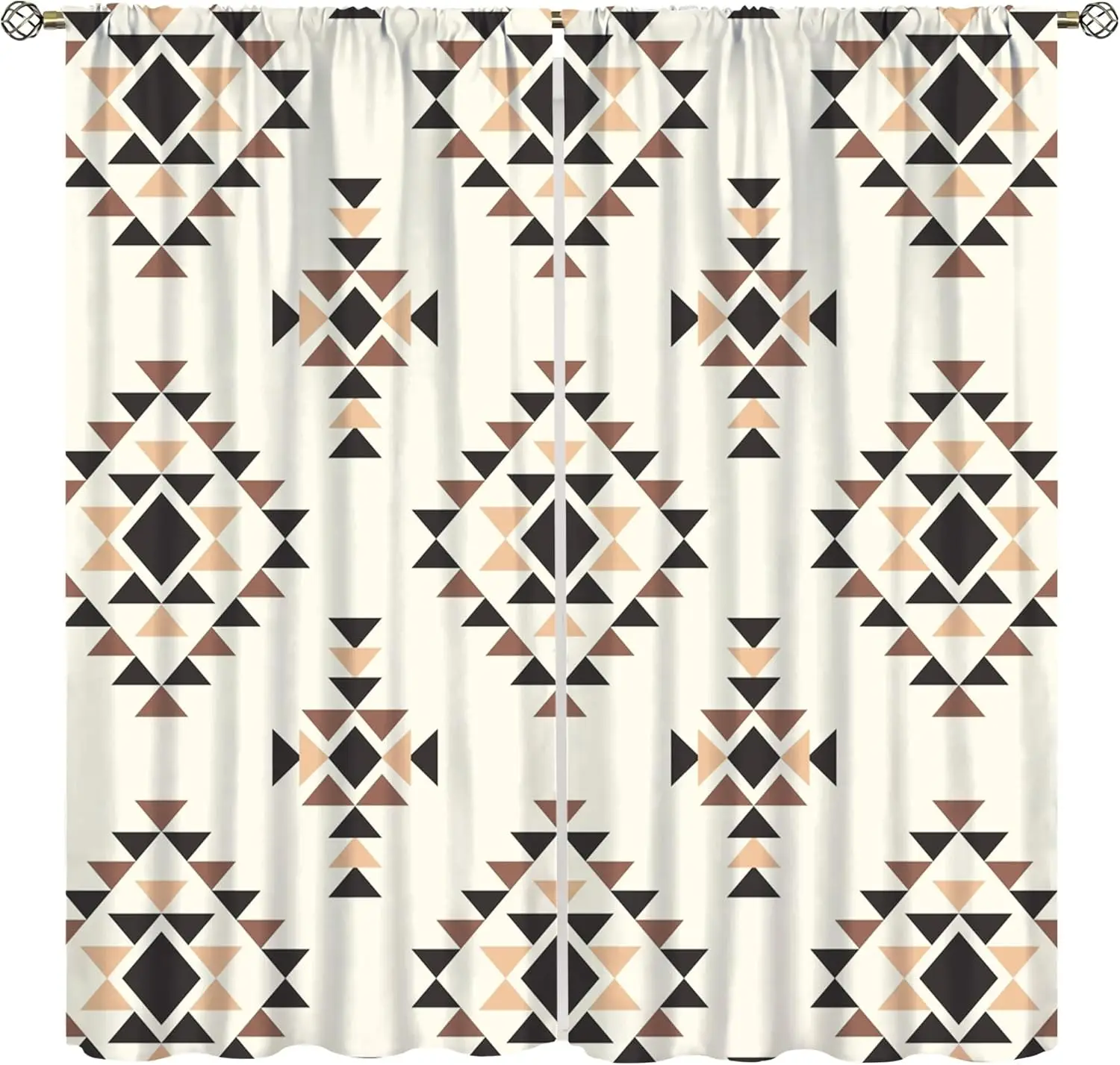 Tribal Geometric Pattern Window Curtains, Southwestern Style Aztec Treatments for Living Room Bedroom Decor