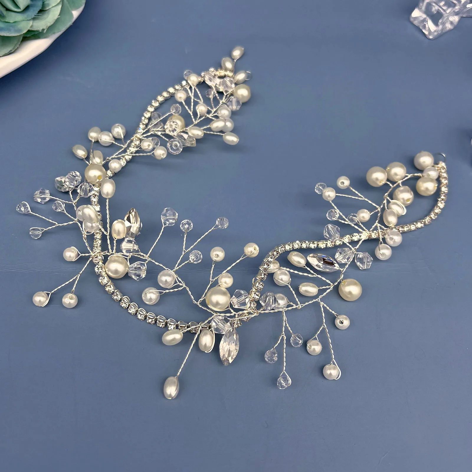 DZ238 Accesorios para el cabello de boda hechos a mano para mujer Tiara diademas nupciales coronas de perlas Tiaras de novia simples tocados de fiesta regalos