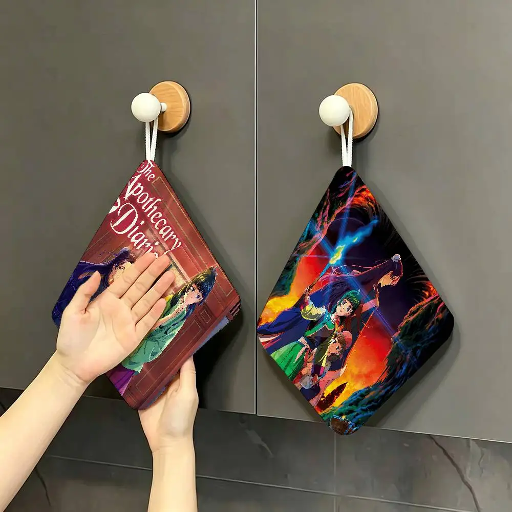 Anime The A-Apothecary D-Diaries Hanging Kitchen Towel, Polyester Cotton Fabric, Absorbent Hand Wiping Towel for Home Dormitory
