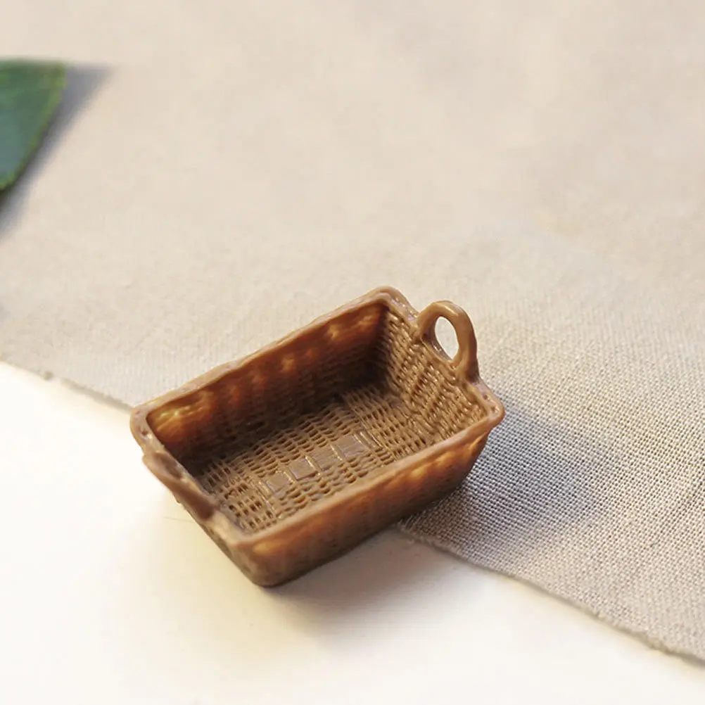 4Pcs Compact Resin Basket Decor Set Perfect for Micro Scene Arrangement Creative Home Styling Miniature Ornament Kit