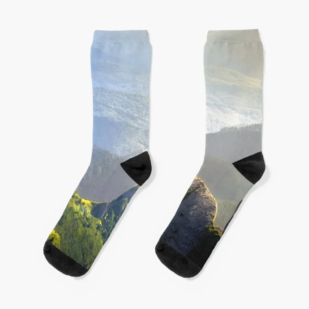 Sunlit Mountains With A Solitary Figure Socks winter fashionable Lots snow Socks Man Women's