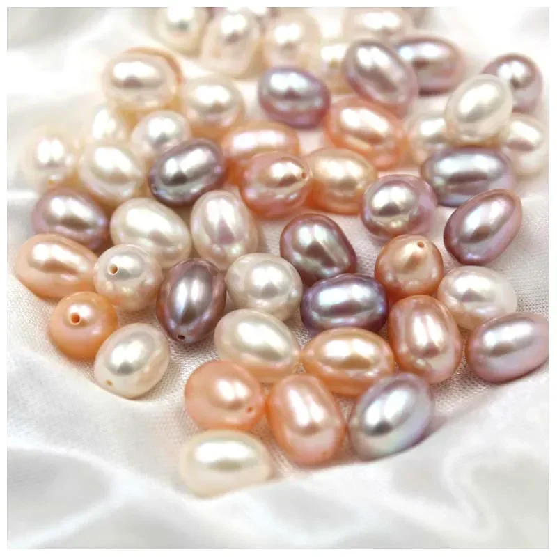 2pcs/bag Natural Freshwater Pearl Loose Pearl Highlight Half-hole Rice-shaped Pearl Earrings DIY Earrings Necklace Accessories