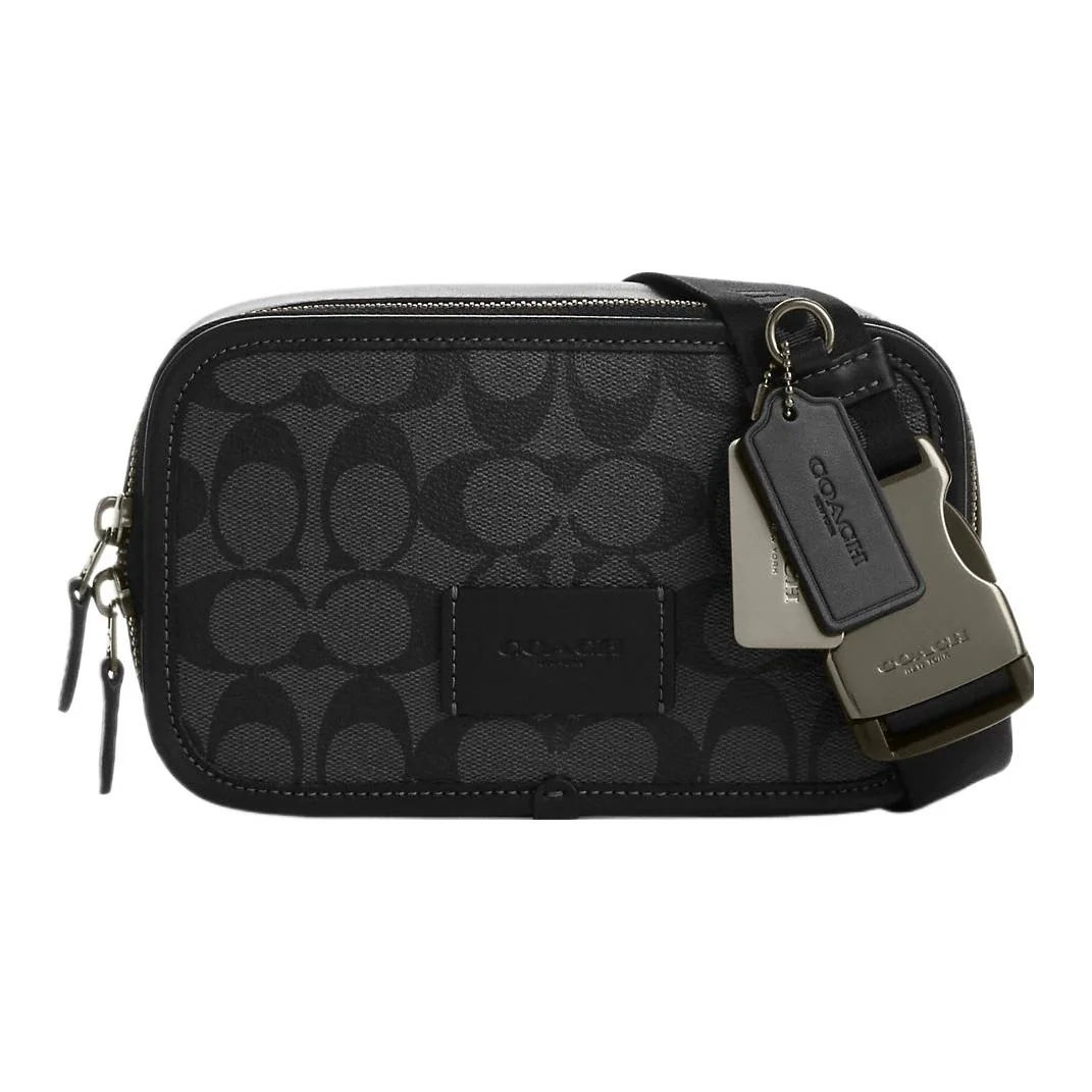 COACH Coated Canvas With Leather One Shoulder Crossbody Fanny Pack Small Men's Black CM106-QBMI5