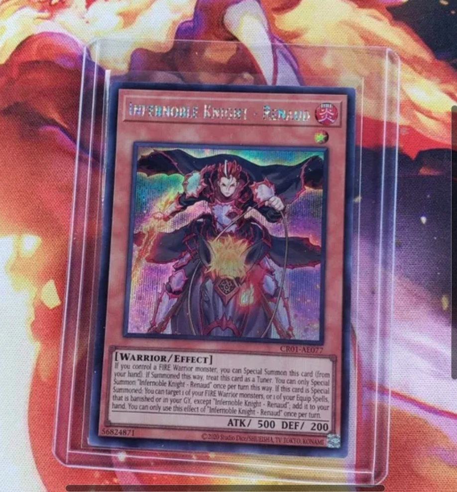 

Yugioh KONAMI Duel Monsters CR01-AE077 Infernoble Knight - Renaud Secret Rare Asian English Collection Mint Card