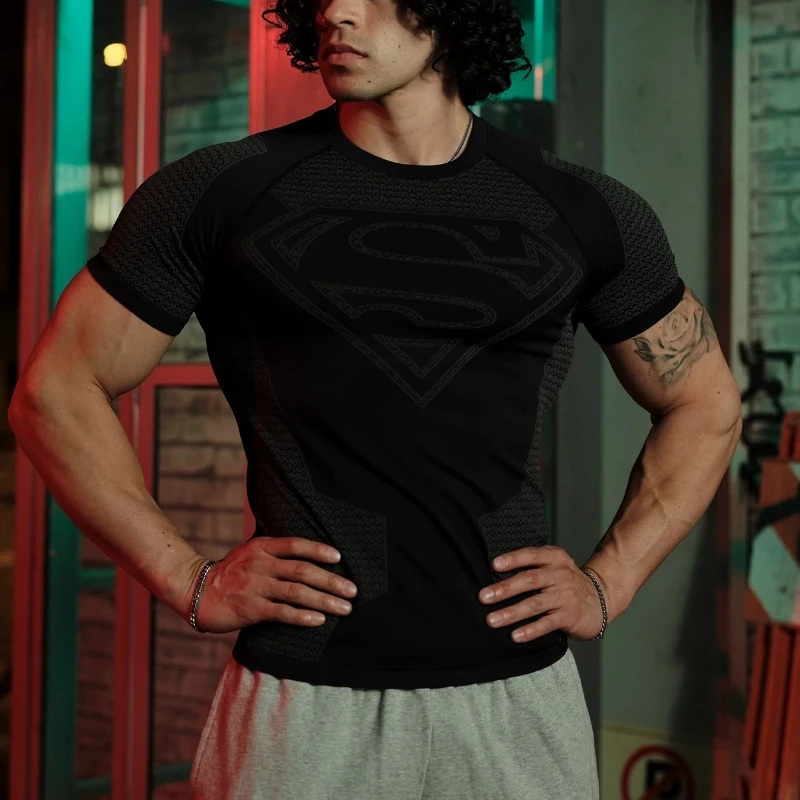 2025 الرجال تشغيل تي شيرت رياضي التدريب سريعة الجافة ضيق قصيرة الأكمام قميص كمال الاجسام ضغط اللياقة البدنية المحملة القمم الرجال الملابس #3