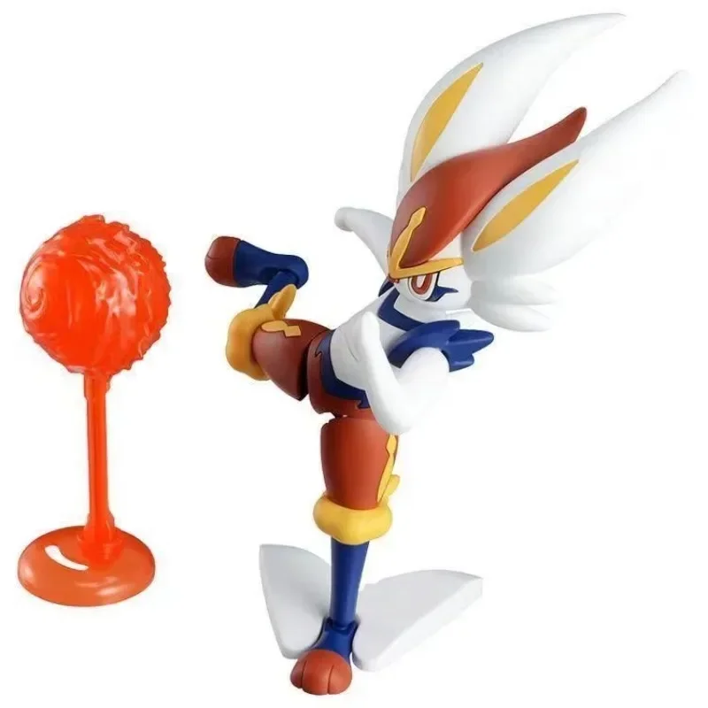 Original Bandai Pokemon Figures Cinderace Pyrobut Anime Action Figure Simple Assembly Collectible Model Ornaments Model Toys