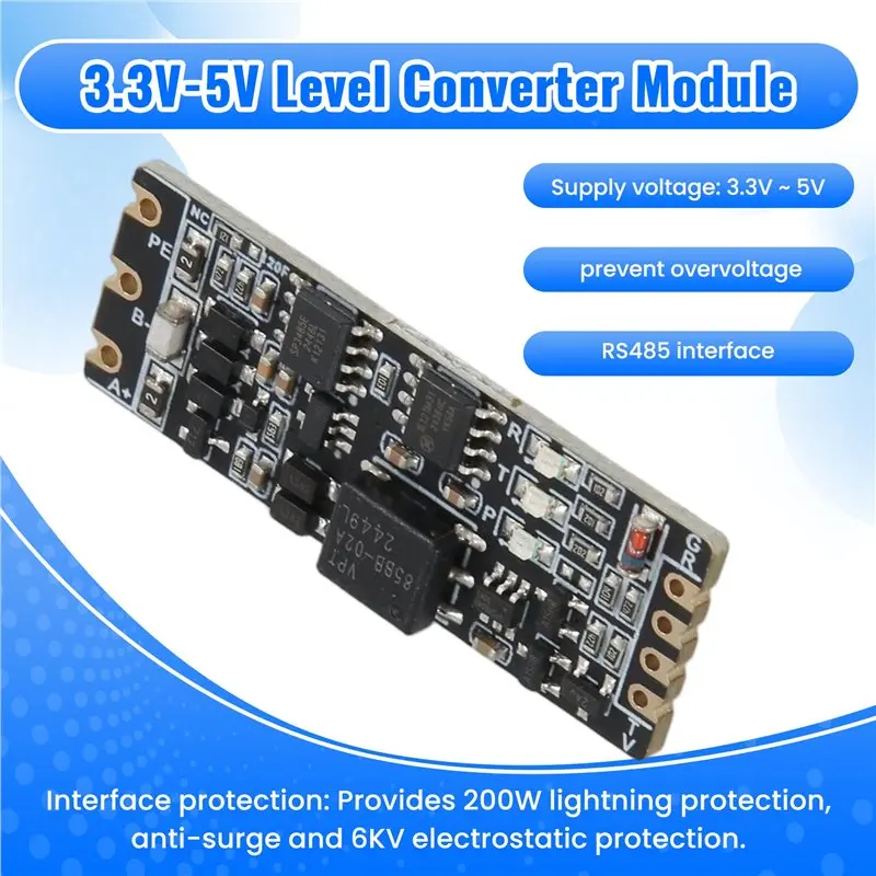 Waveshare TTL To RS485 Module 3.3V-5V Level Converter Module Half-Duplex Communication On-Board TVS Lightning Protection Tube