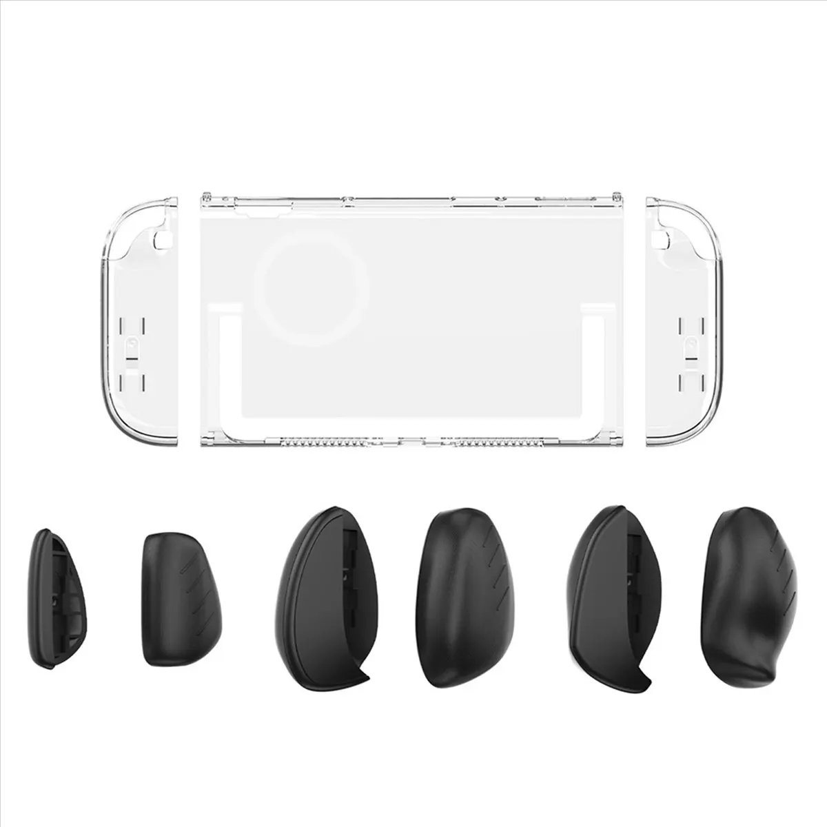 618 Mega Sale-Transparent Shell+Grip Case Kit for Switch2 Game Console Ergonomic Grip Protector Case Shell Cover with Replace Gr