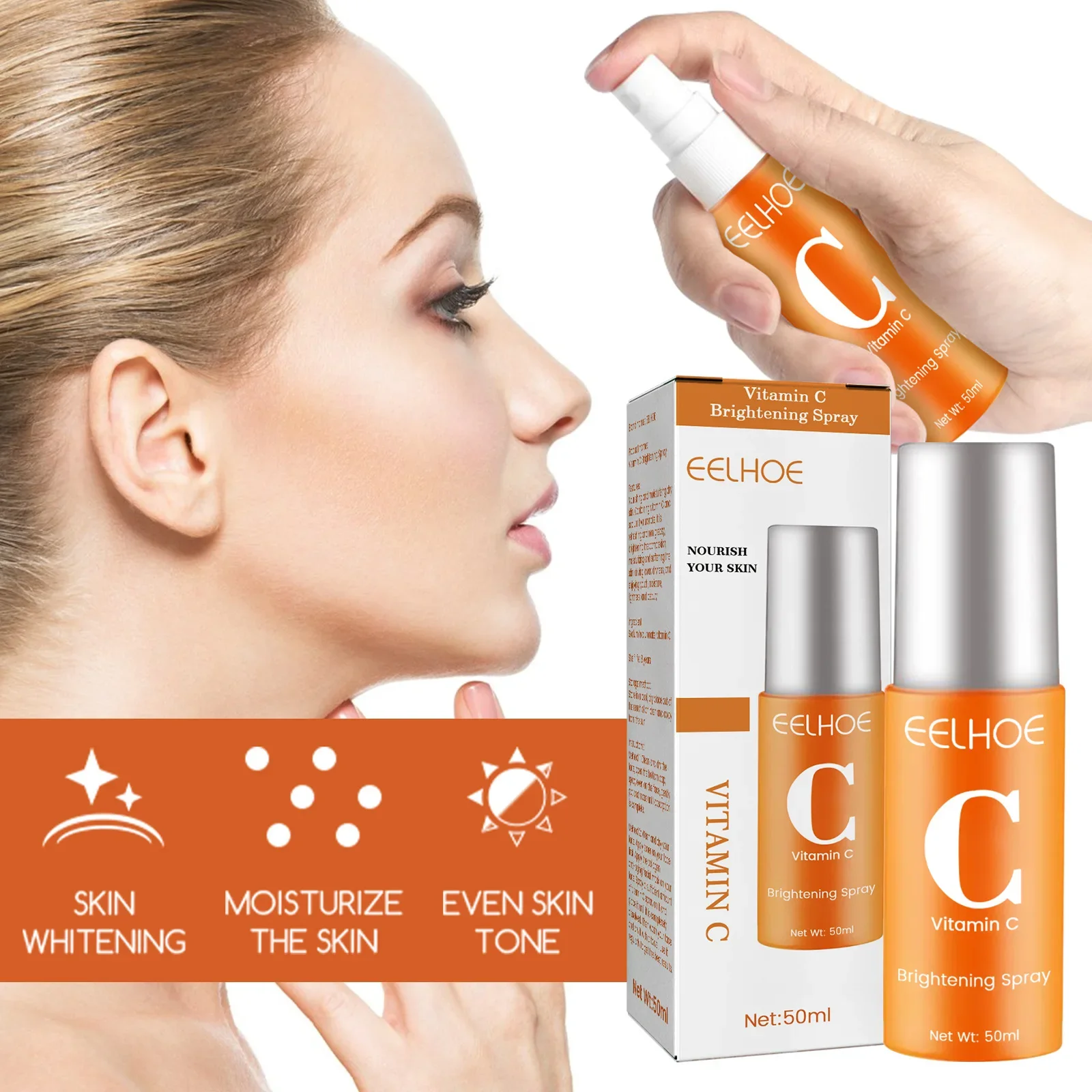 50ml Eelhoe Vitamin C Moisturizing Spray Moisture Replenishment Skin Desalting Pimple Color Spot Rejuvenation Whitening Toner