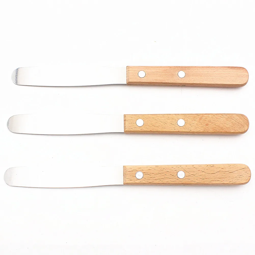 1PCS Dental gypsum adjustable knife impression material, wooden handle adjustable knife stirring knife, wooden handle metal