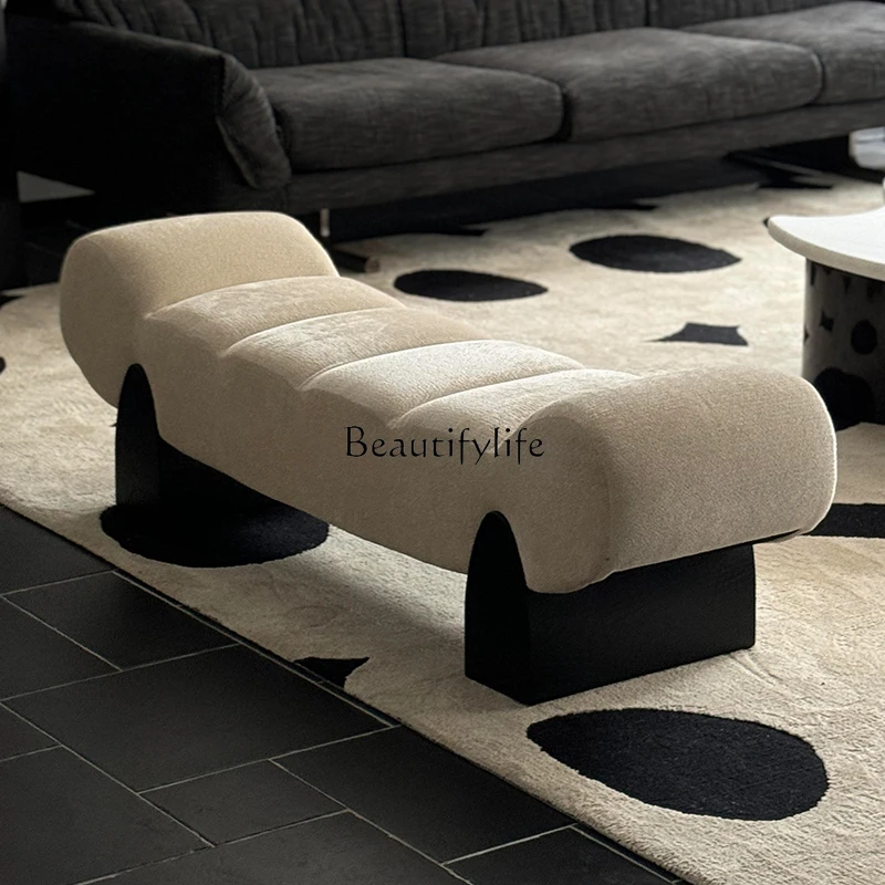 

*Italian light luxury solid wood bedside stool living room retro long stool medieval sofa