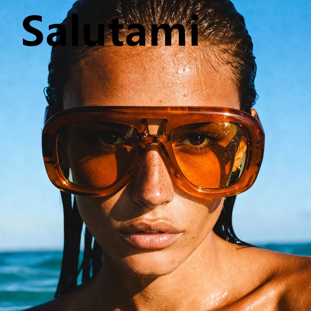 Vintage Quadratische Übergroße Sonnenbrille für Damen Neue Mode Braun Verlaufsgläser Damen Sexy Fahr- und Outdoor-Brillen UV400 – Detail 1