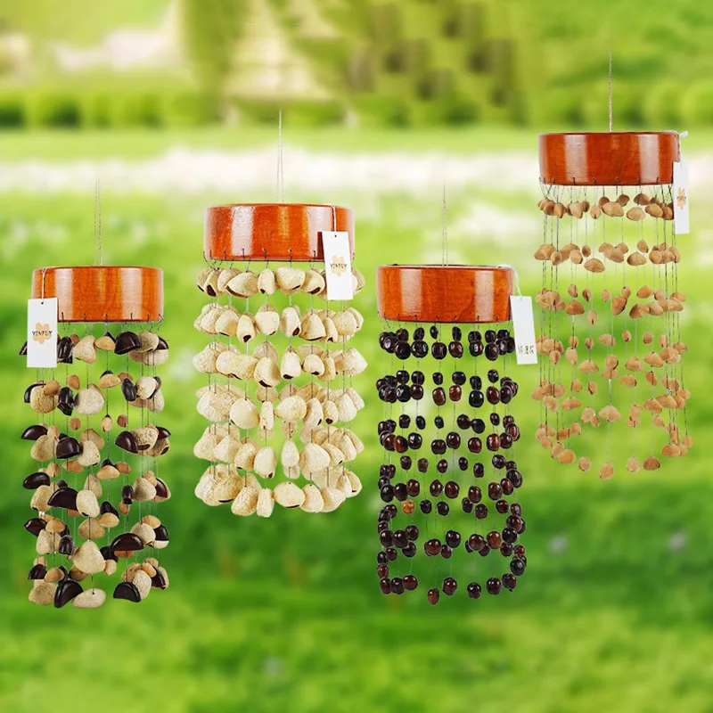 

Circular Wind Chime Fruit Shell Hand Bell Outdoor Decompression Wind Chimes Meditation Sound Therapy Hand Cranked Bells