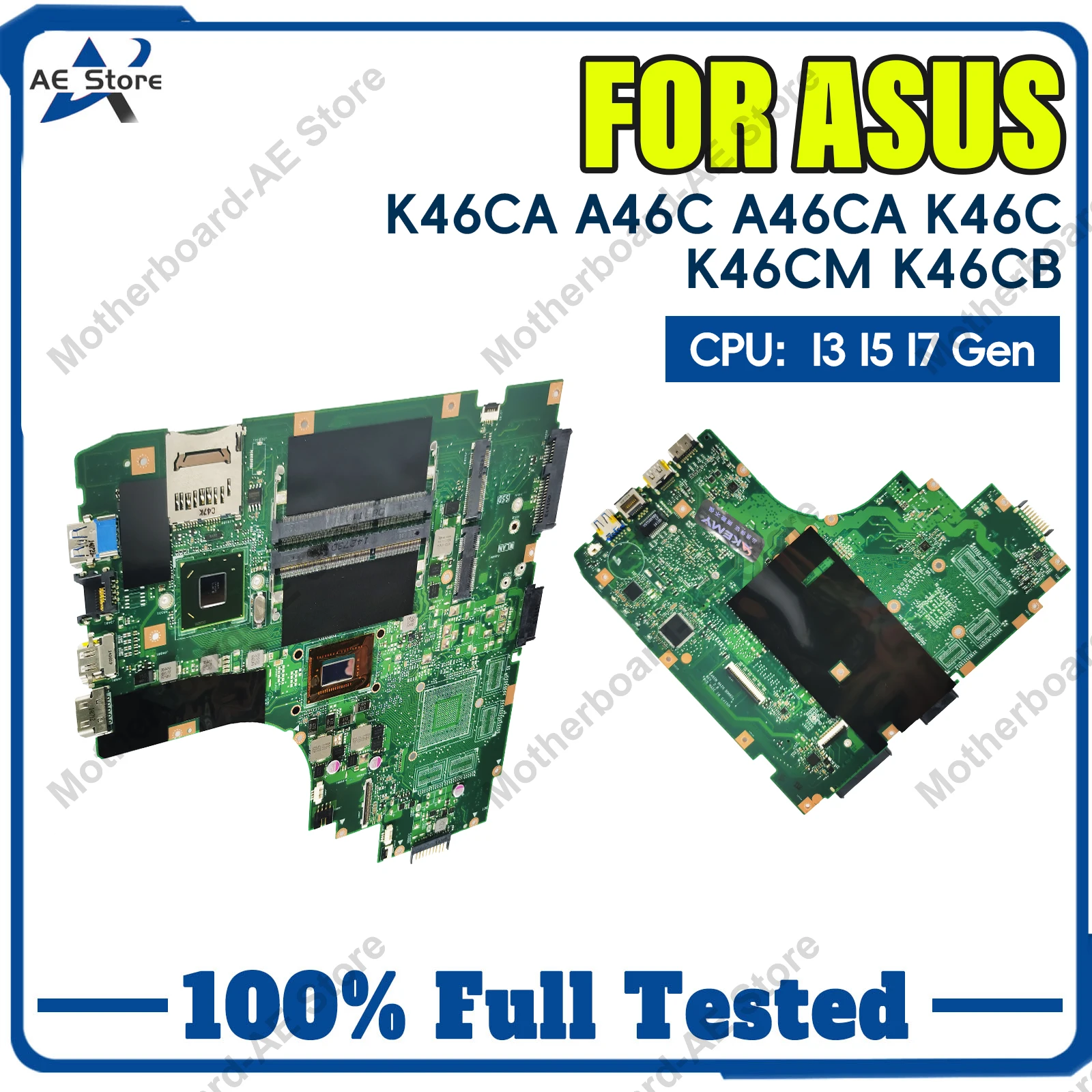 For ASUS K46CA A46C A46CA K46C K46CA K46CM K46CB Notebook Motherboard W/ I3 I5 I7 3th CPU K46CA Laptop Motherboard 100% Tests OK