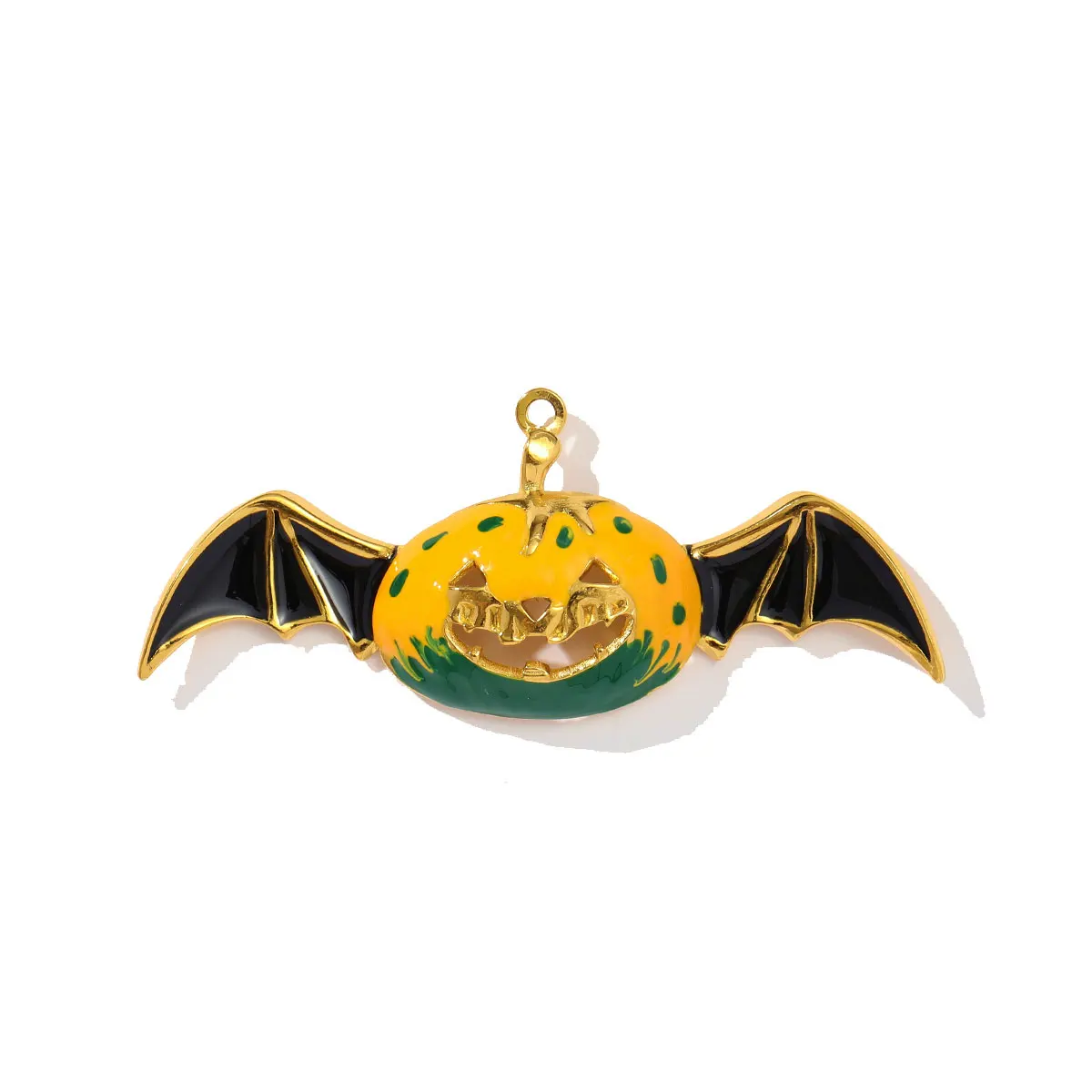 3pcs/Lot Stainless Steel Rhinestone Pumpkin DIY Charm Enamel Jack-O-Lantern Necklace Pendant Women Halloween Jewelry Wholesale