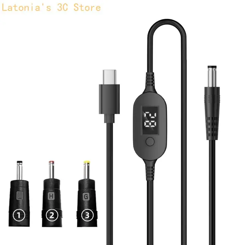 High Power 140W Adjustable Voltages Cable for Routers Laptops Type C to DC5525 X3UB