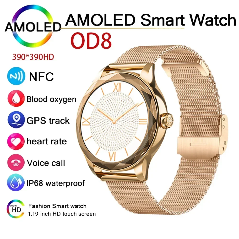 Zordai OD8 Smart Watch For Women Amoled Screen IP68 Waterproof Ladies Watch Sports Fitness Tracker Girls Smartwatch Android IOS