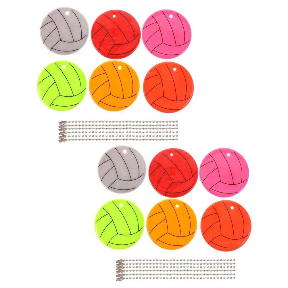 

12 Pcs Reflective Traffic Safety Pendants 6CM Volleyball Keychains Backpack Night Riding Cycling Student Bookbags Outdoor