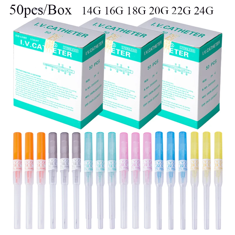 1-50pcs Disposable Professional I.V. Catheter Cannula Piercing Sterile Needle 14G 16G 18G 20G 22G Supply Ear Nose Nombril Mamlon