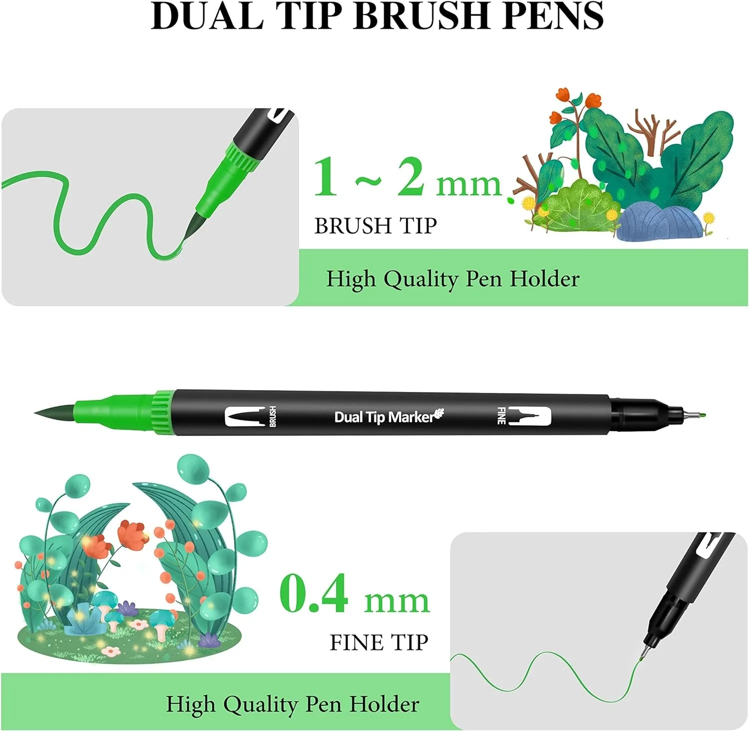 12-132 Colors Watercolor Pens, Brush Markers with Fine Brush Tip for Lettering, Drawing, Journaling Writing Books Art Supplies