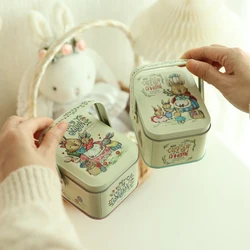 Candy Box Cartoon Rabbit Pattern Good Sealing With Handle Vintage Gift Giving Portable Easter Cookie Gift Tins For Holiday