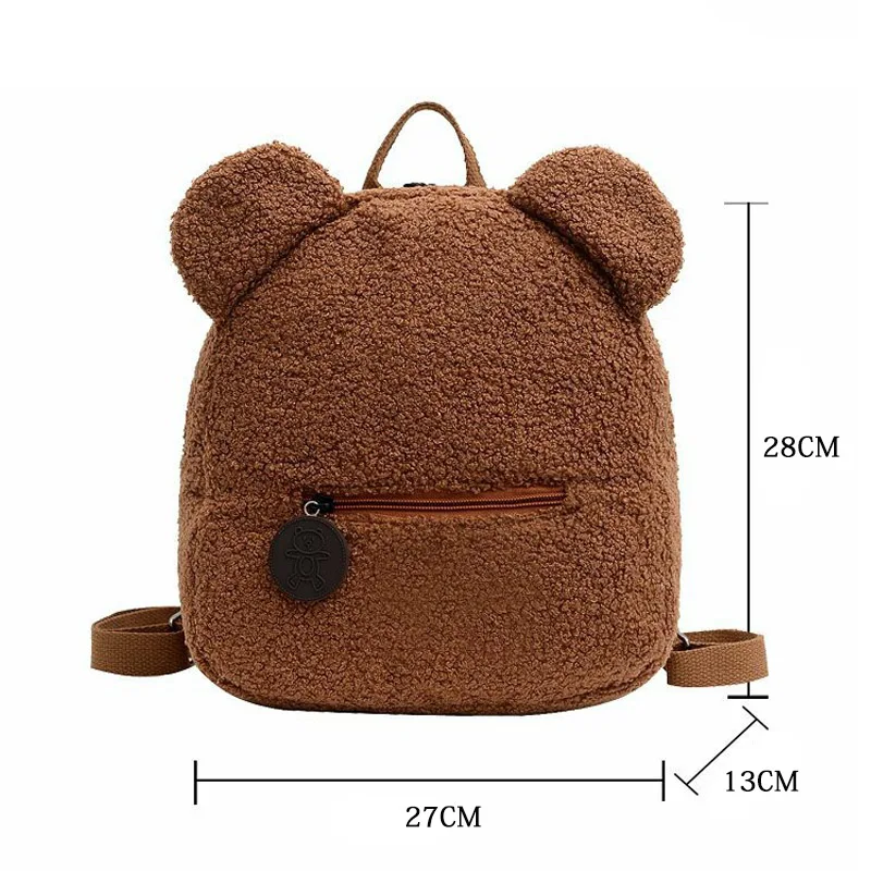 Short Plush Teddy Bear Kid Large Capacity Backpack Cute Cartoon Fashion Kindergarten Baby Children Schoolbag Toy Storage Bags