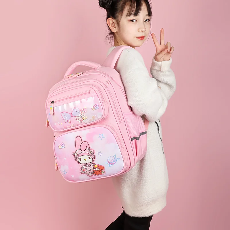 Large Capacity Kindergarten Pupil School Bags Student Backpack Cute Girl Children\'s Kids Sanrio Kuromi Cinnamoroll Melody Kawaii