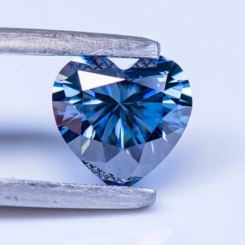 Moissanite Diamond Heart Cut Royal Blue Color VVS1 For Gemstone Jewels Material For Pendants And Earrings WIith GRA Certificate