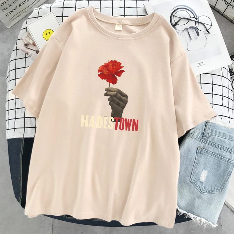 Musical Hadestown Gives You A Flower Print Women's T-Shirt Hip Hop Style Tops Loose Breathable Tshirts Casual Soft T-Shirt Women