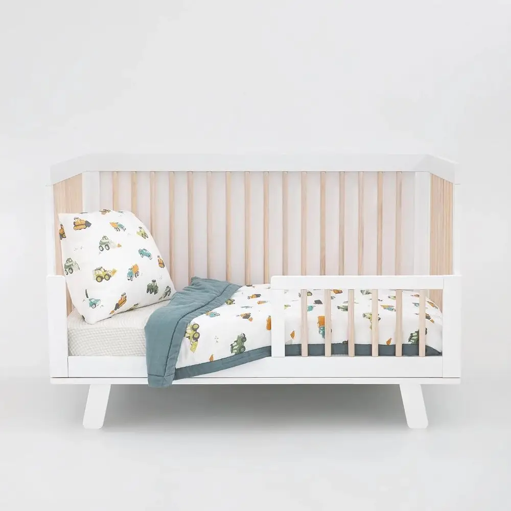 

Bedding 3-Piece Set | Comforter, Crib Sheet & Pillowcase | Soft, Breathable Muslin | Fits Cribs & Toddler Beds (Work Trucks)