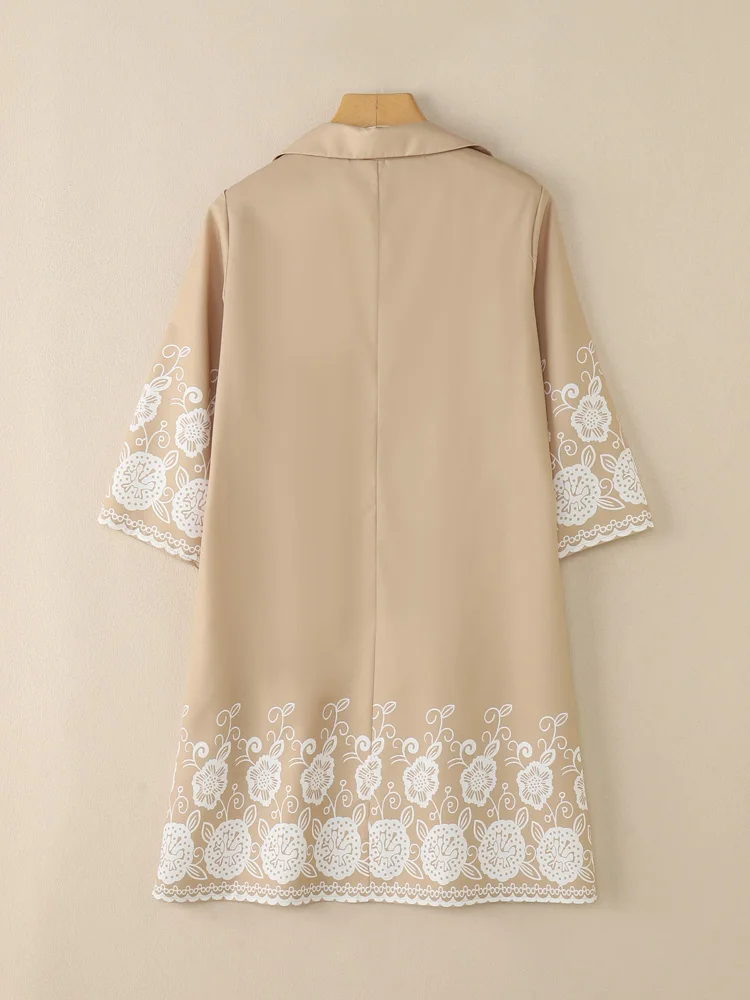 ZANZEA Abiti camicia casual con stampa floreale 2025 Colletto rovesciato autunnale Mezzo bottone Manica a 3/4 Abito corto Pendolarismo Abbigliamento quotidiano