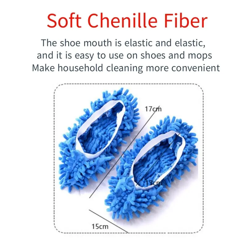 1Pair Dust Cleaner Grazing Slippers House Bathroom Floor Cleaning Mop Slipper Lazy Shoes Cover Chenille Duster Cloth