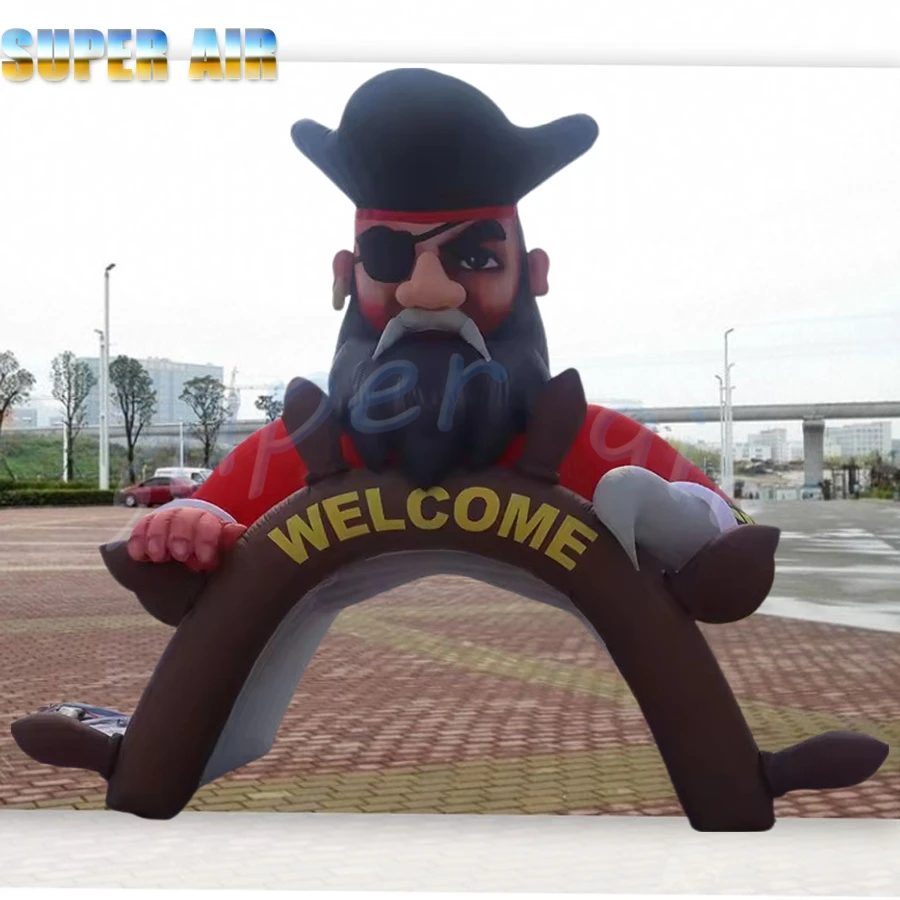 Wonderful production giant pirate model inflatable tunnle tent with lighting for Children's party