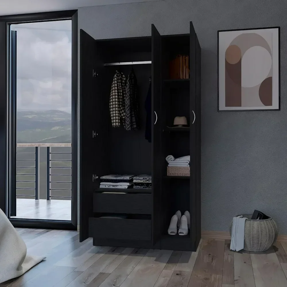 

Armoire Wardrobe Closet,3-Door Wardrobe with Hanging Rod,Closet Storage Cabinet with Shelves,Clothing Organization free shipping