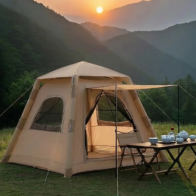 Vierseitiges aufblasbares Zelt, vollautomatisch, UV-Schutz, Oxford-Gewebe, schnelles automatisches Aufstellen, Luftzelt, tragbares Campingzelt für den Außenbereich