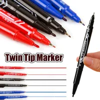 1/3/6/12 Pcs Twin Tip Black/Blue/Red Oil Marker Pen Double Headed Permanent Art Marker Pen Stationery School & Office Supplies