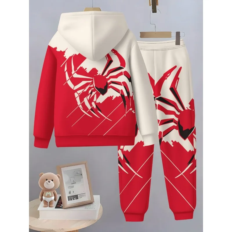 2025 طقم هوديي رياضي مطبوع عليه حيوانات ثلاثية الأبعاد وسراويل كاجوال مناسبة للأنشطة الخارجية