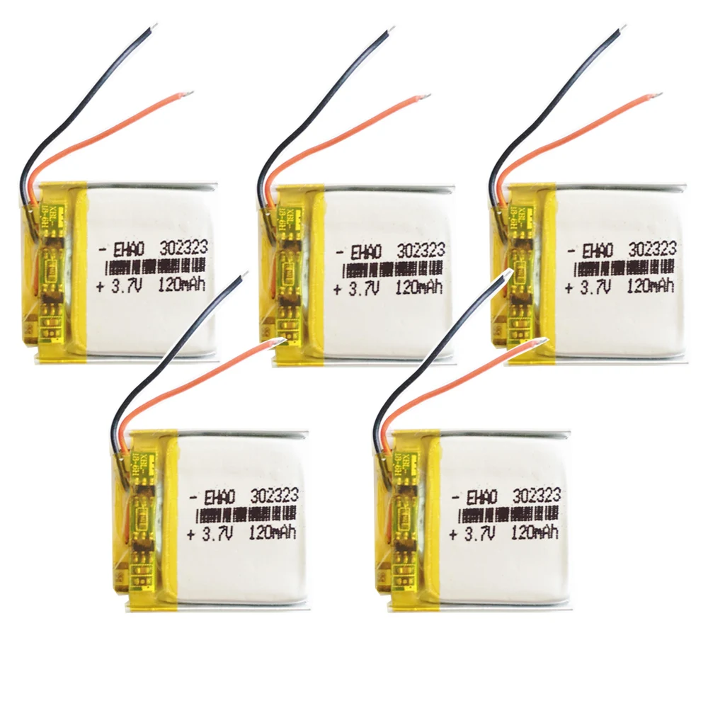 블루투스 이어폰, 오디오 시스템 보이스 레코더용 EHAO 302323 3.7V 120mAh Lipo 충전식 배터리 10개
