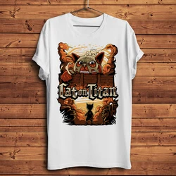 funny AOT Cat on Titan anime t-shirt homme men white short sleeve casual tshirt unisex tee manga streetwear Attack On meow