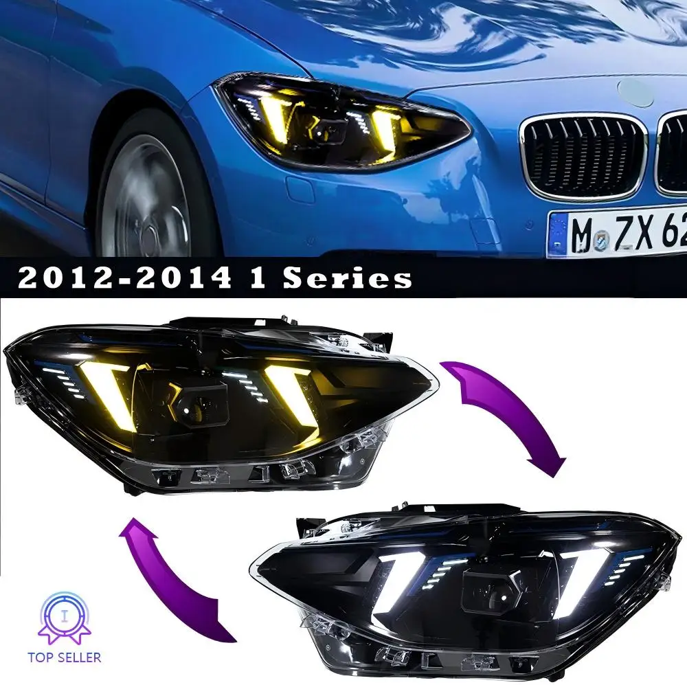 

Автомобильные аксессуары: Система освещения, полностью светодиодные фары для BMW 1 серии F20 2012-2014, желто-белые передние указатели поворота