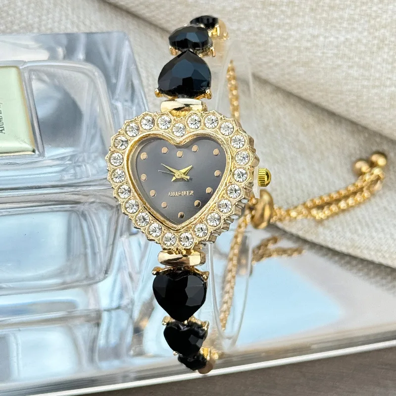 

New Fashion Heart-shaped Ribbon-Strap Flower Watch for Women with Adjustable Bracelet Quartz Wristwatches Reloj Mujer