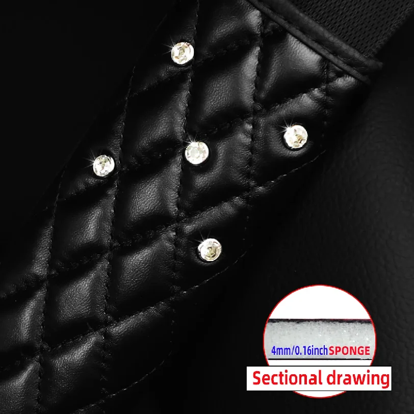An Automotive PU Leather Diamond-encrusted Seat Belt Shoulder Cover Comfortably Decompresses Anti-tightening