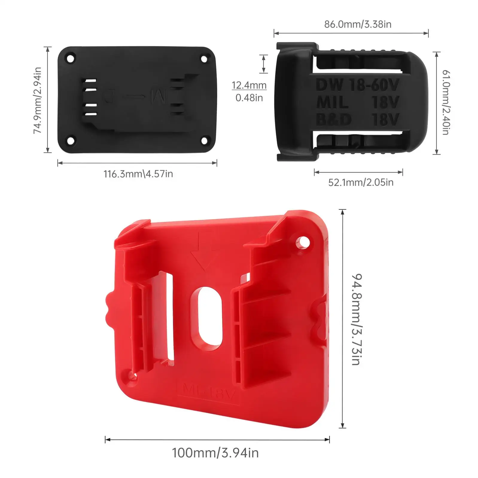 15 Stück Werkzeughalter und Batteriehalter, Wandhalterung, Aufhänger, Batterie, Bohrwerkzeug, Aufbewahrungsregal, passend für Milwaukee M18 18 V Batterie