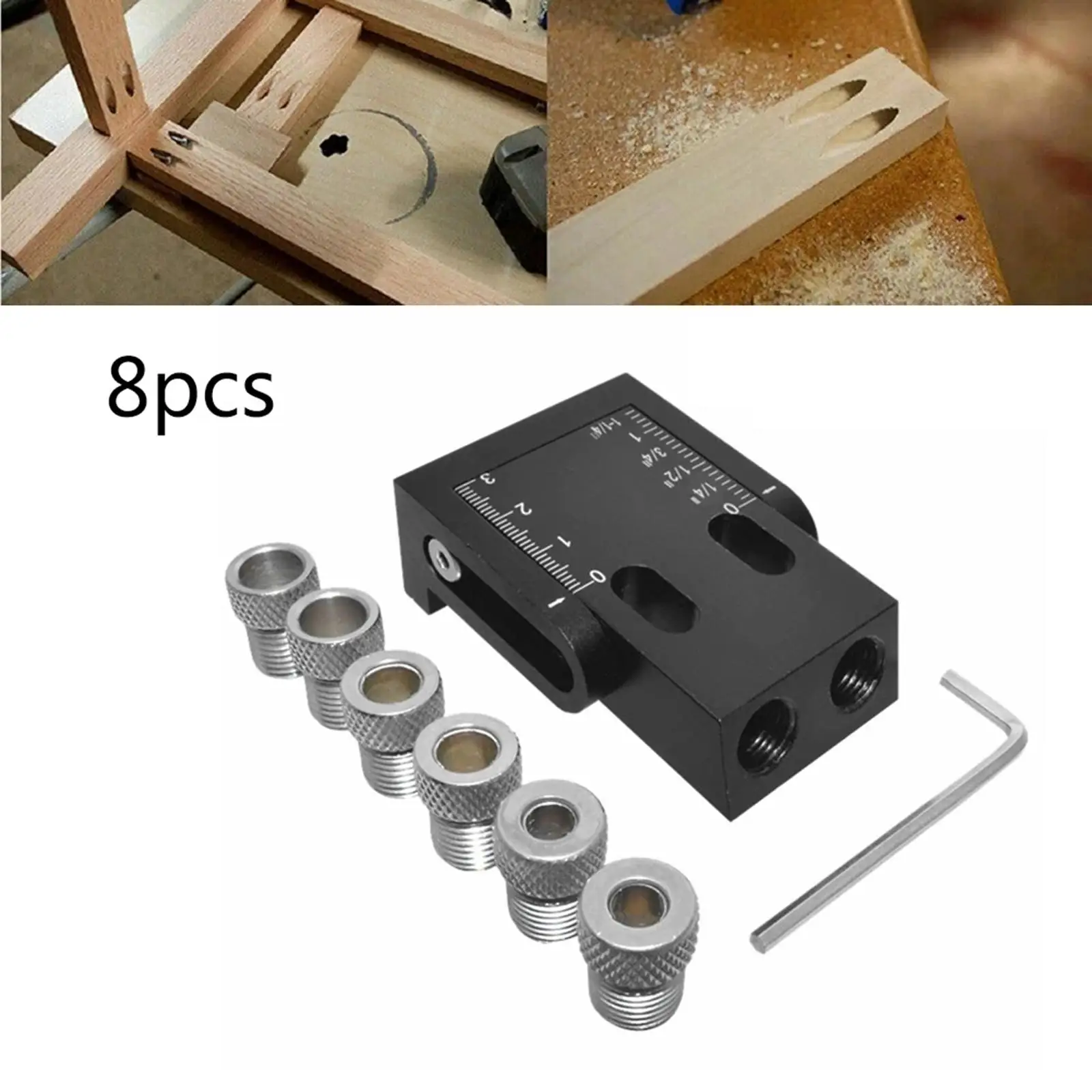 15 Degree Hole Jig Kit Carpenters Woodwork Guides Joint Angle Tool 6/8/10mm Hole Locator Tool for Woodworking