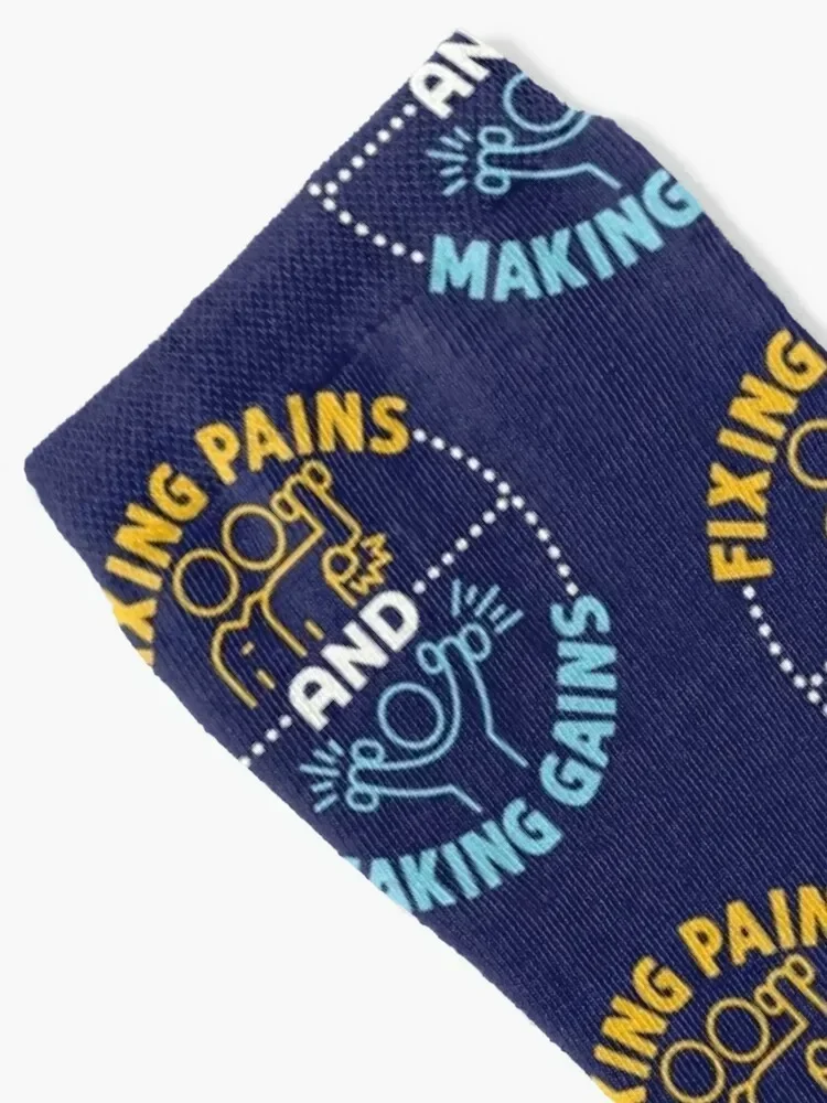 Fixing Pains and Making Gains Cool Physical Therapist PT Socks Wholesale winter thermal crazy Novelties Boy Socks Women's