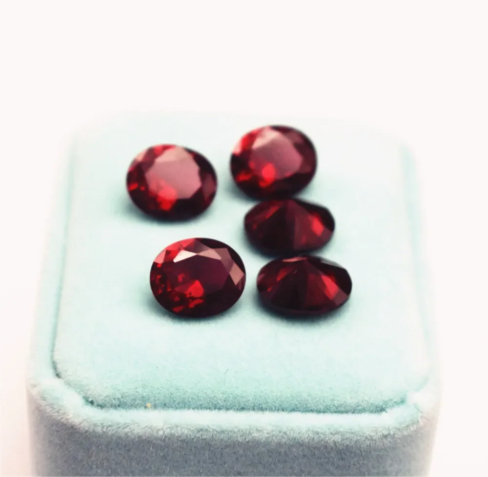 Grade AAA Cutting Dark Blood-red Ruby Mohs Hardness 9 Oval Cut Gemstone Egg Shape Faceted Ruby Gem RB088