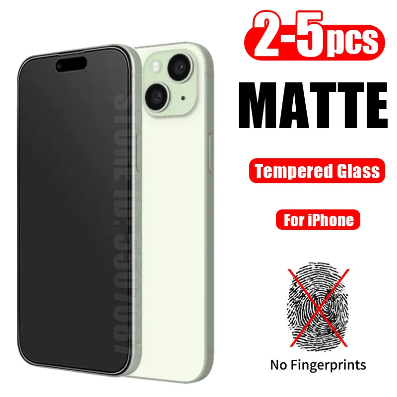 2-5Pcs Matte Tempered Glass for iPhone 15 14 13 12 11 Pro Max Mini X XR XS Max 7 8 6 Plus SE 2020 2022 Frosted Screen Protector