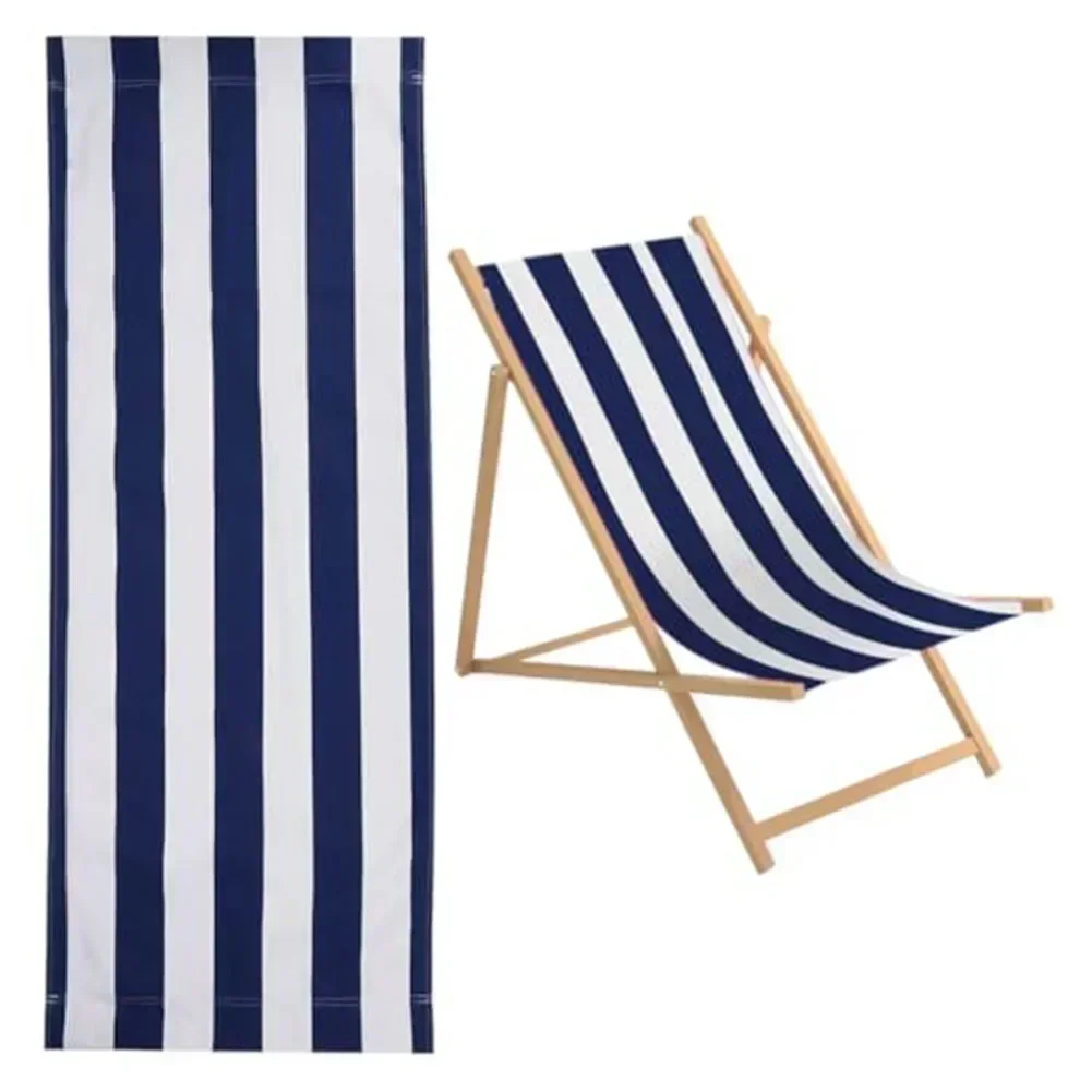 Beach Lounger Replace Cloth Polyester Cloth Fabric 120x44 Cm Blue And White Stripes Folding Chair Cover Parts