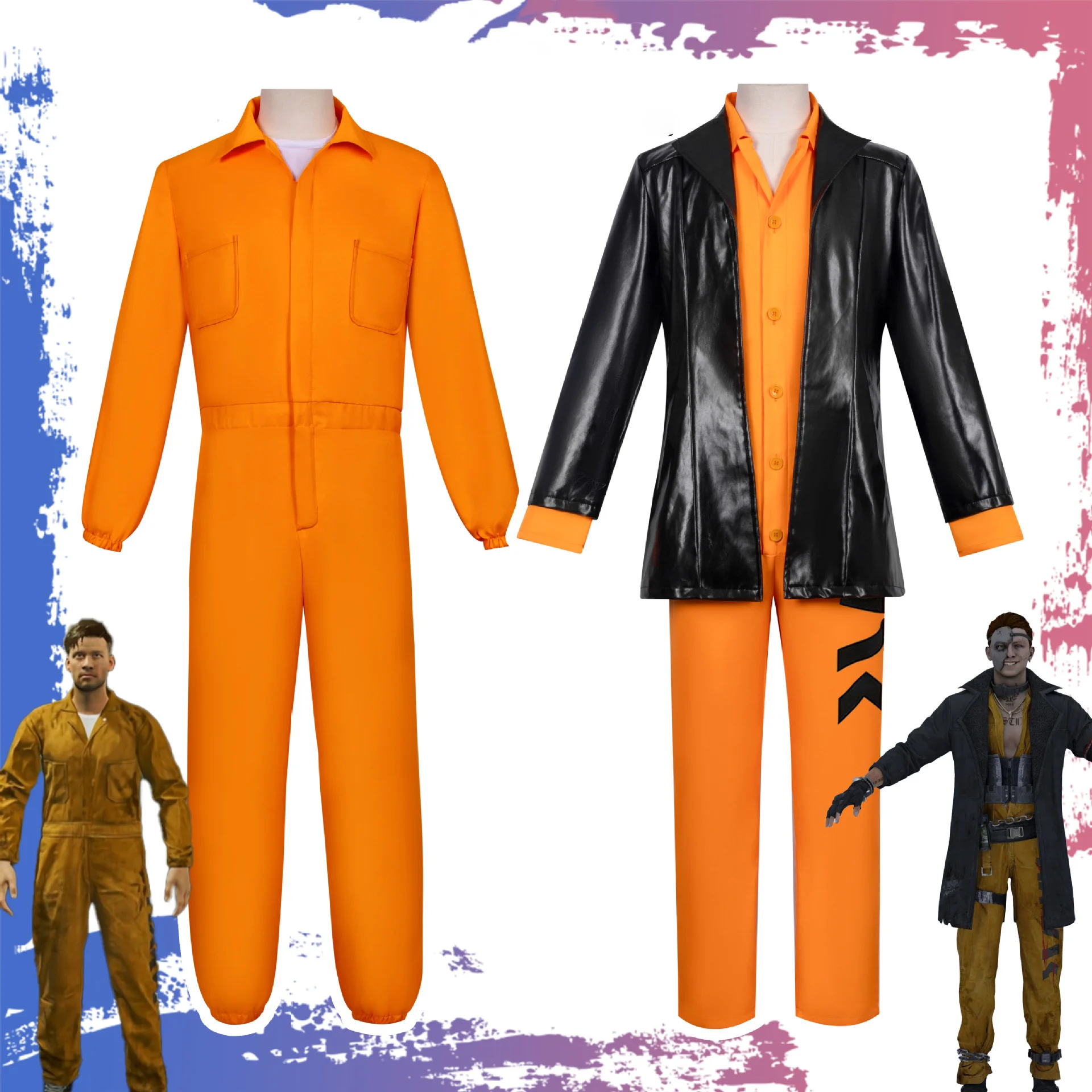

Raven role-playing game Delta Special Forces costume men's yellow jumpsuit black coat set warden Halloween costume